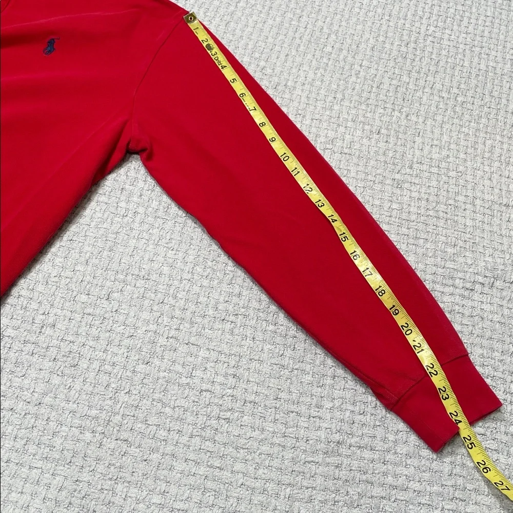 Mens Polo Ralph Lauren Long Sleeve Polo Henley Shirt Red Blue Pony Size Large